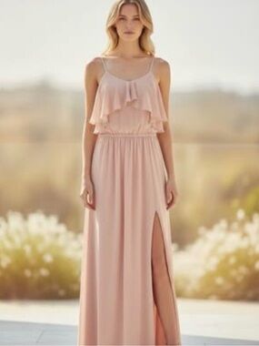 BCBGeneration Blush Ruffle Maxi Dress Size 2
